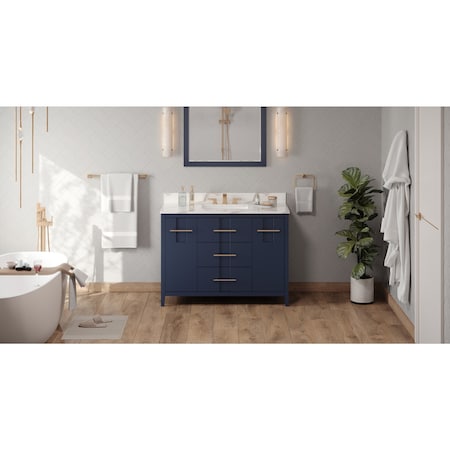 Jeffrey Alexander 48In. Hale Blue Katara Vanity, Calacatta Vienna Quartz Vanity Top, Undermount Rectangle Bowl VKITKAT48BLCQR